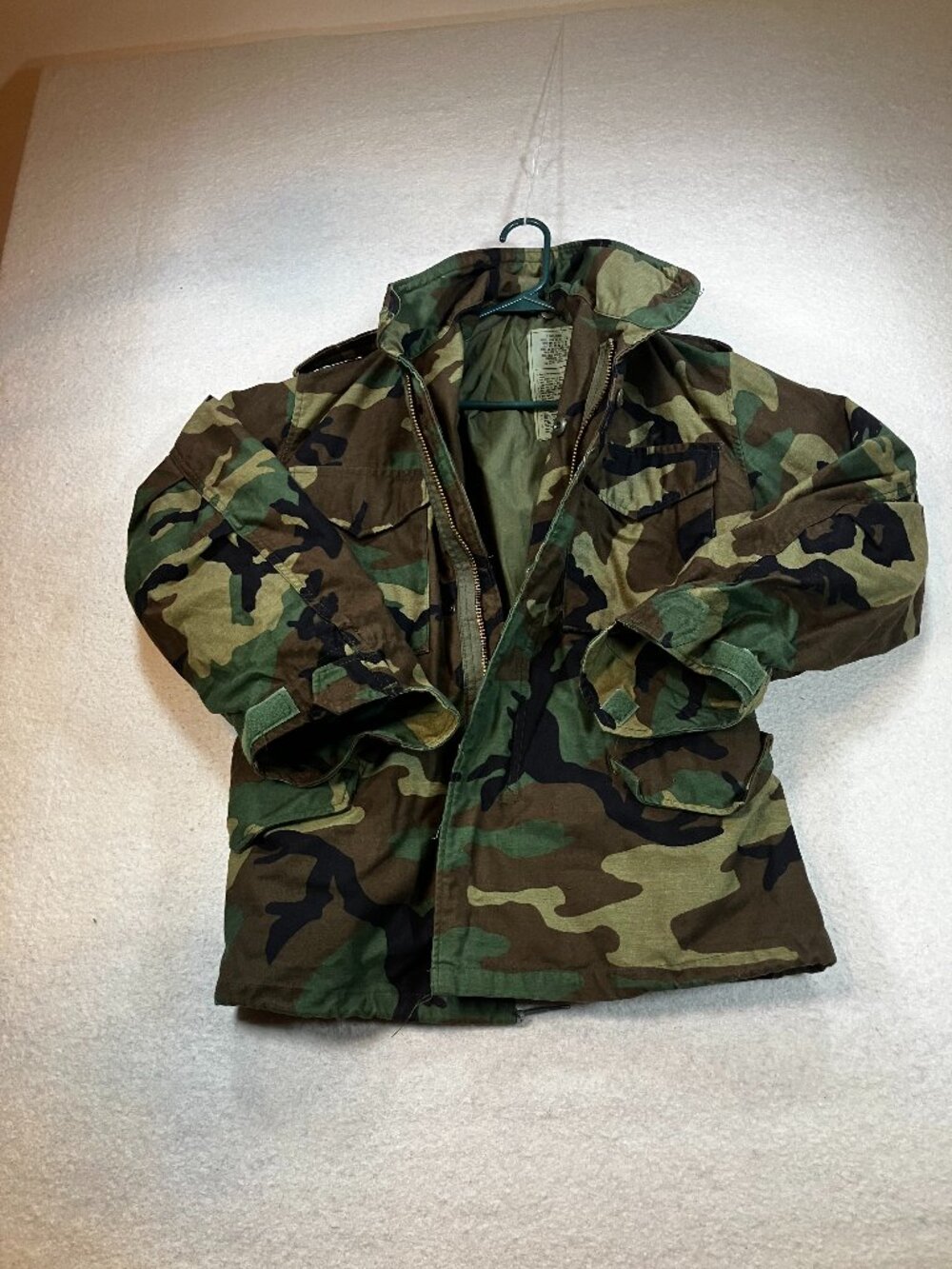 Vintage US Military M65 Field Jacket Mens Small X Short Woodland Camo Coat